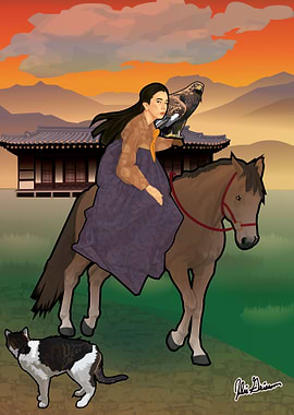 korean girl on a horse
