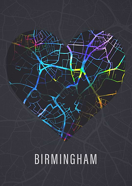 Birmingham City Map Heart