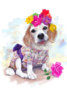 Adorable beagle wear cute