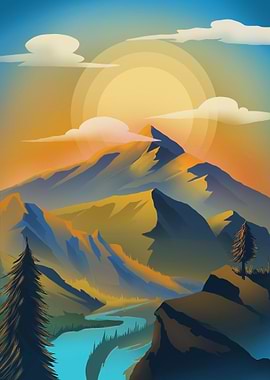 Mountains sunset
