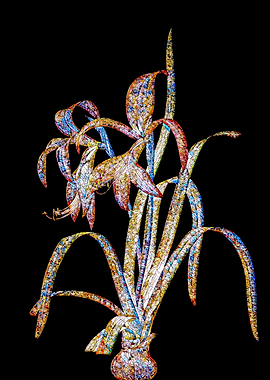 Rainbow Mosaic Flower Art