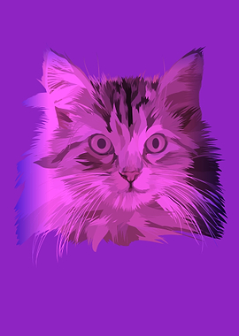 Blue Pink Cat Vector