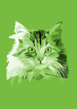 green cat vector art