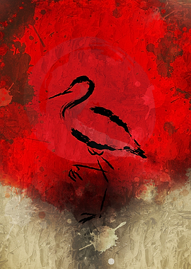 Red Flamingo Oil Paint