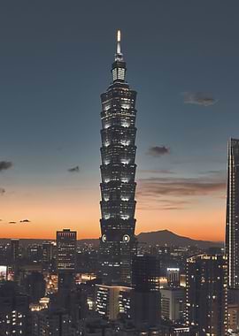 Building sunset landscape