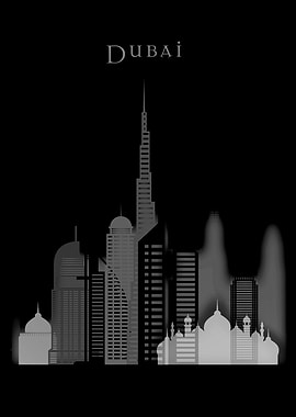Dubai Black City Skyline