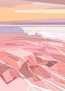 Geometric pink lake lagoon