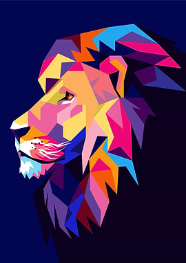 Colorful Lion Head Pop Art