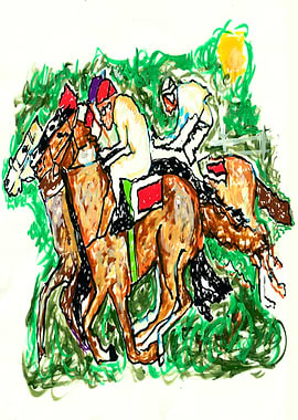 racecourse at sunset horse