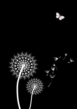 Two Dandelions Butterfly