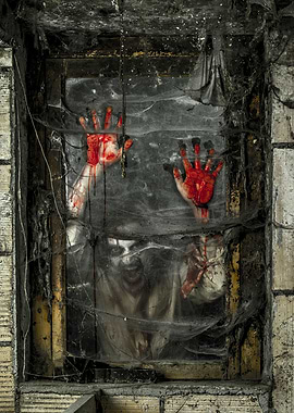 Hungry zombie at a window