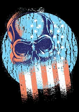 US Flag With Skull