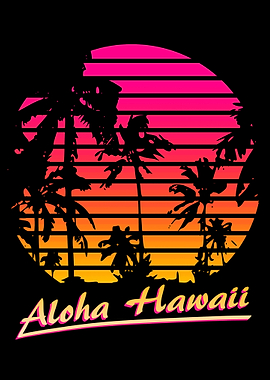 Aloha Hawaii 80s Sunset