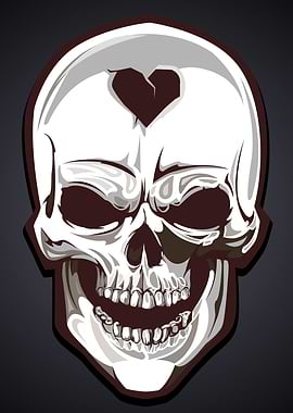 Skull Heart Gray