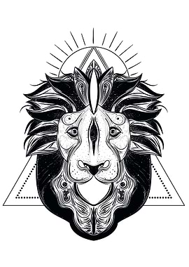 Lion head line art