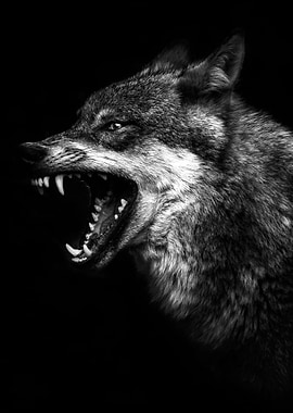 wild angry wolf poster
