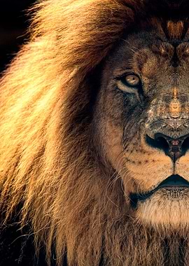 wild golden Lion face