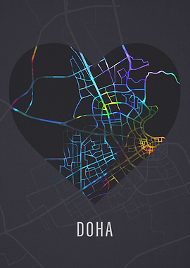 Doha Qatar City Street Map