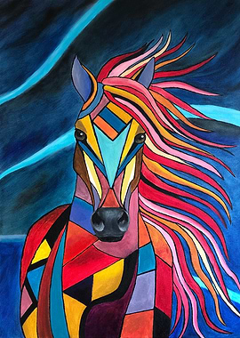 Horse colorful Freedom