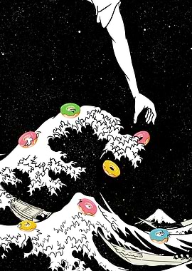 God eating doughnuts