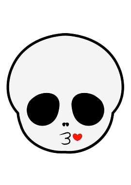 cute skull blowing kisses