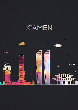 Xiamen China City Skyline