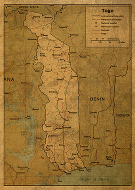 Togo Vintage Map 1966