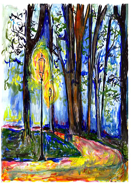 colorful night city art