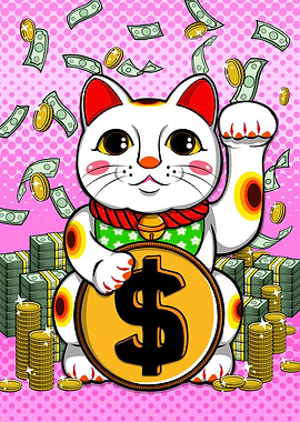 Dollar Maneki Neko Cat
