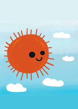 Cute sun smile watercolor