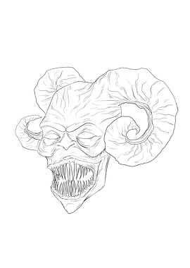 Demon head lineart