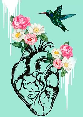 Heart and hummingbird