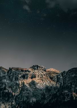 mountain with stars
