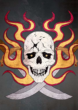Skull flames and knives