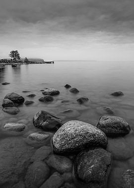 Gloomy evening by the sea