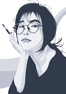 Girl in Simple Cartoon