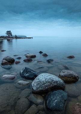 Gloomy evening by the sea