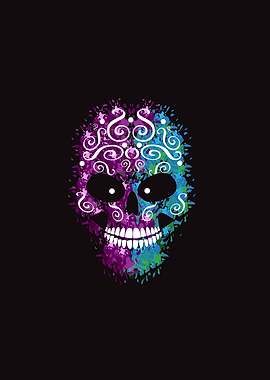 3D skull icon with ornamen