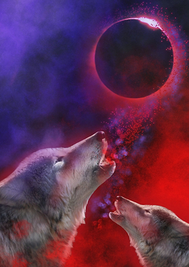 Wolf Howling Moon