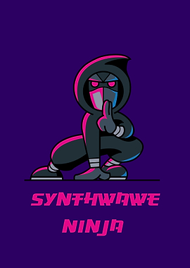 Synthwave ninja robot