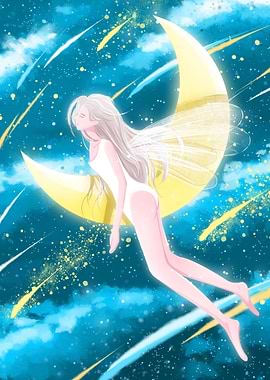 Elf Girl On Blue Starry