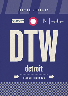 Detroit DTW Airplane Tag