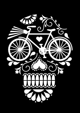Skull bike art poster