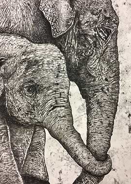 Elephant monoprint