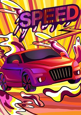 Cartoon Speeding Car