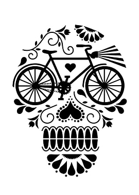 Skull bike art poster b