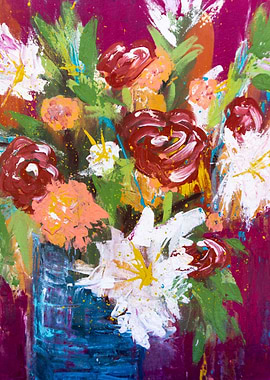 Pink Floral Abstract Art