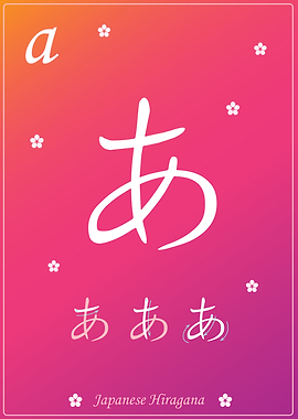 Japanese Hiragana A pink