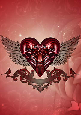 Awesome heart with skulls