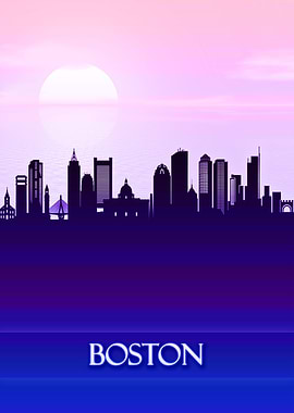 Boston City Skyline